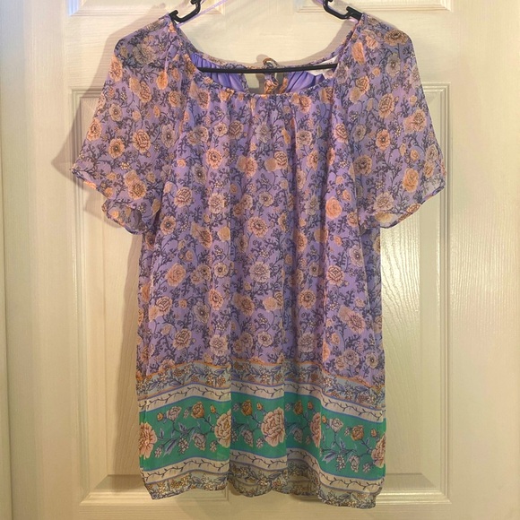 LC LAUREN CONRAD Floral Boho Blouse Top - Picture 3 of 13